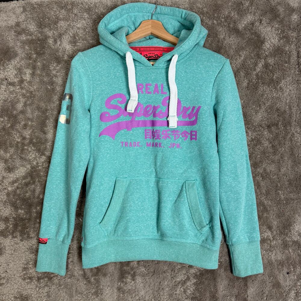 Superdry Teal Vintage Logo Hoodie Hoods Sweatshirt Purple Silver Women S Small